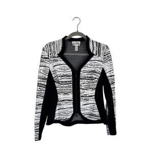 Vintage 1980 VTG Joseph Ribkoff Black White Colorblock Zip Front Jacket Size 8